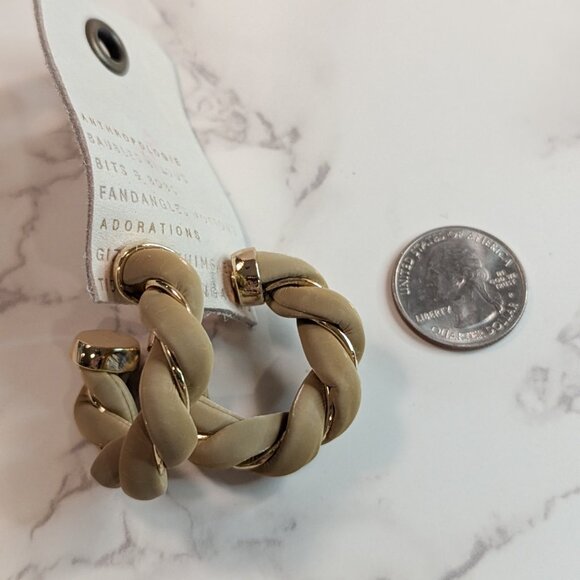 Anthropologie Faux-Leather Twist Hoop Earrings - Picture 4 of 6